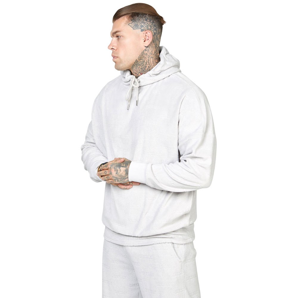 siksilk towelling oversized hoodie gris xs homme