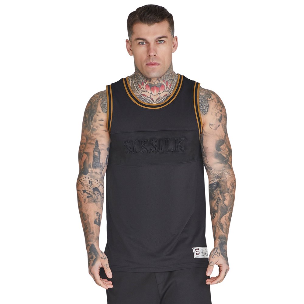 siksilk basketball short sleeve t-shirt noir l homme