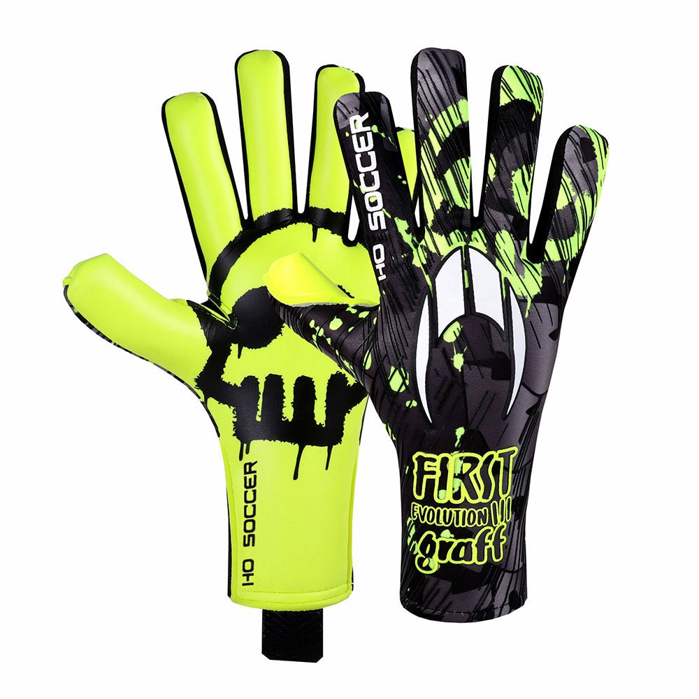 ho soccer first evolution iii graffiti creepy goalkeeper gloves vert 10 1/2