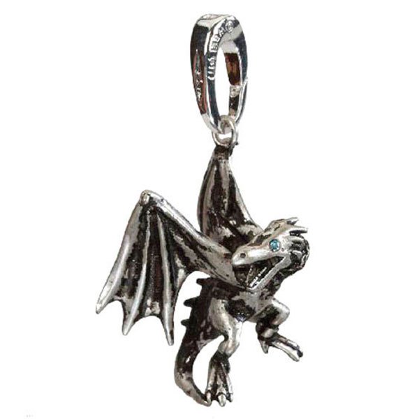noble collection gringotts dragon charm pendant argenté