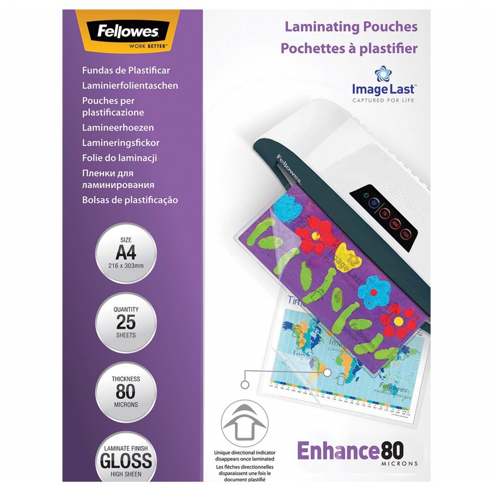 fellowes laminating pouches din a4 80 microns 25 units clair