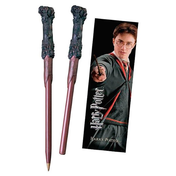 noble collection harry potter wand pen+bookmark multicolore