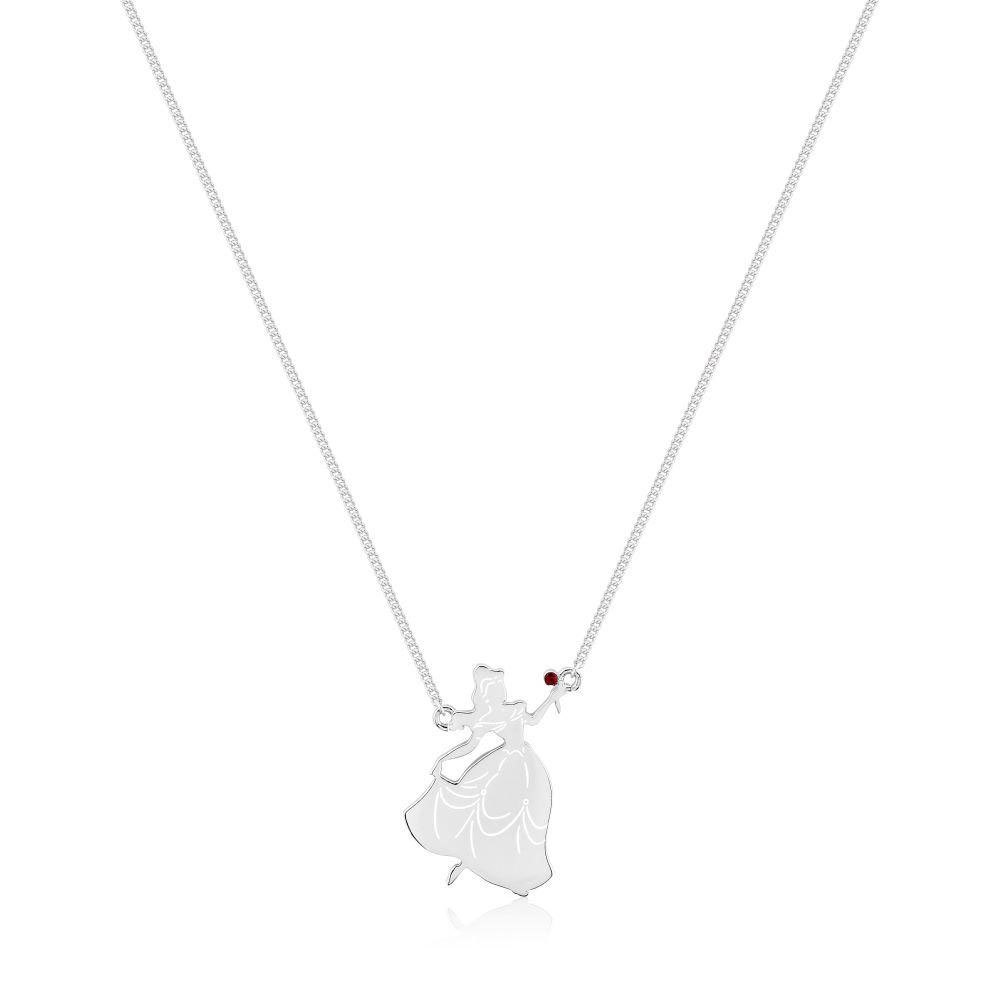 disney beauty & the beast silhouette sterling silver necklace multicolore