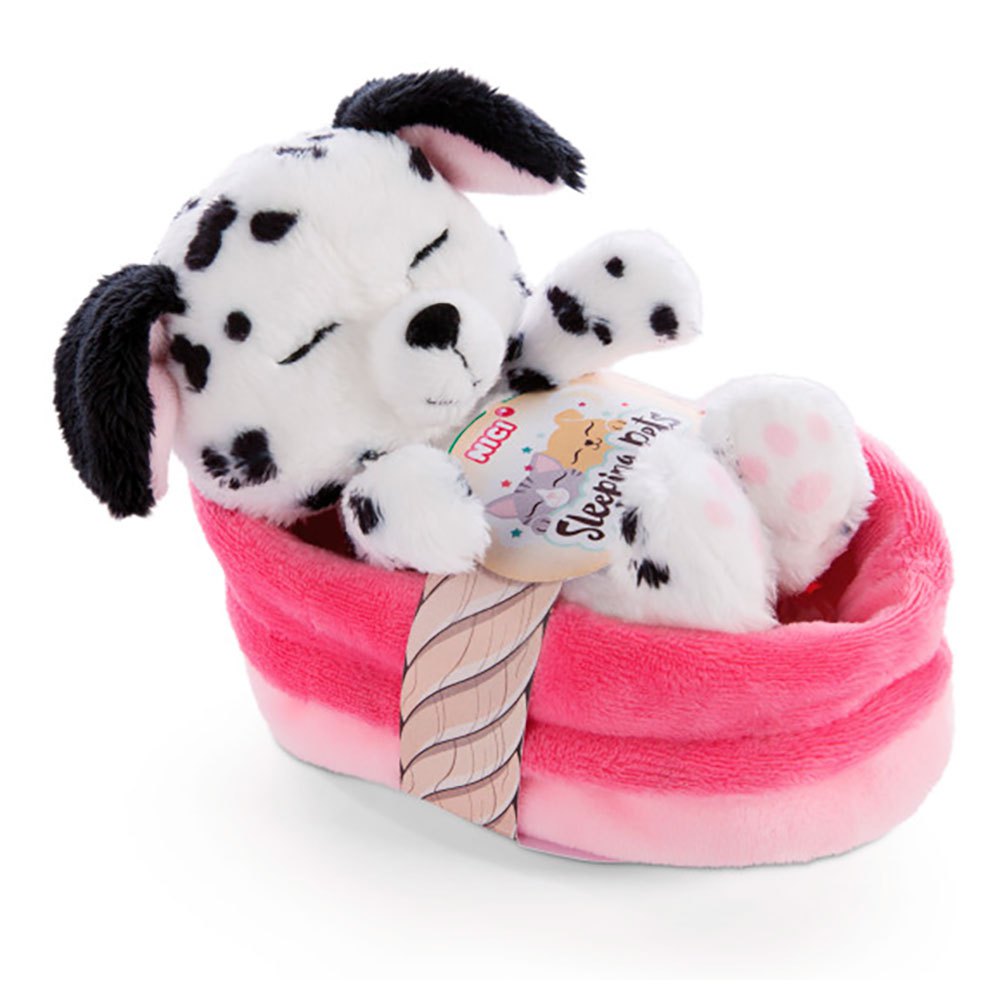 nici sleeping pets puppy dalmatian 12 cm in basket teddy multicolore