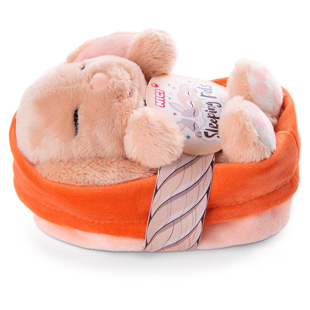 nici cuddly bunny caramell 12 cm sleeping in basket teddy orange