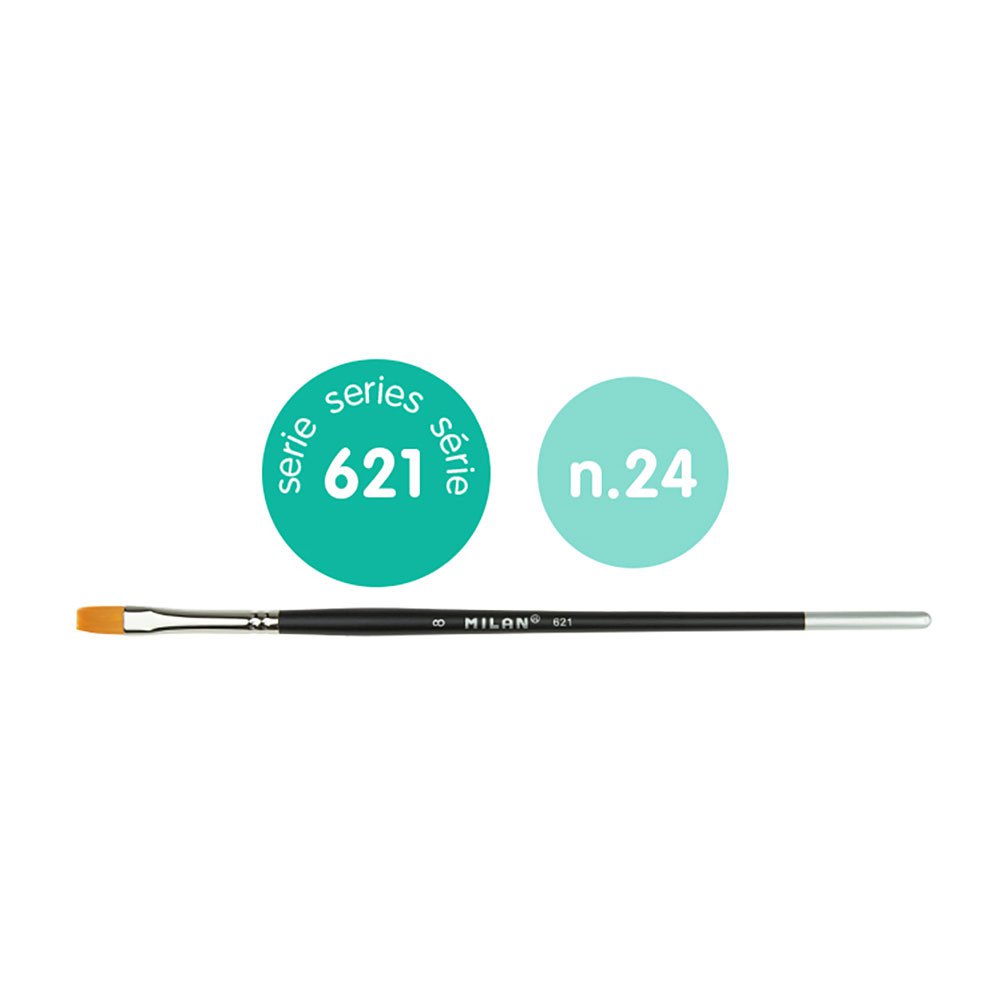 milan ´premium synthetic´ flat paintbrush with short handle series 621 no. 24 noir