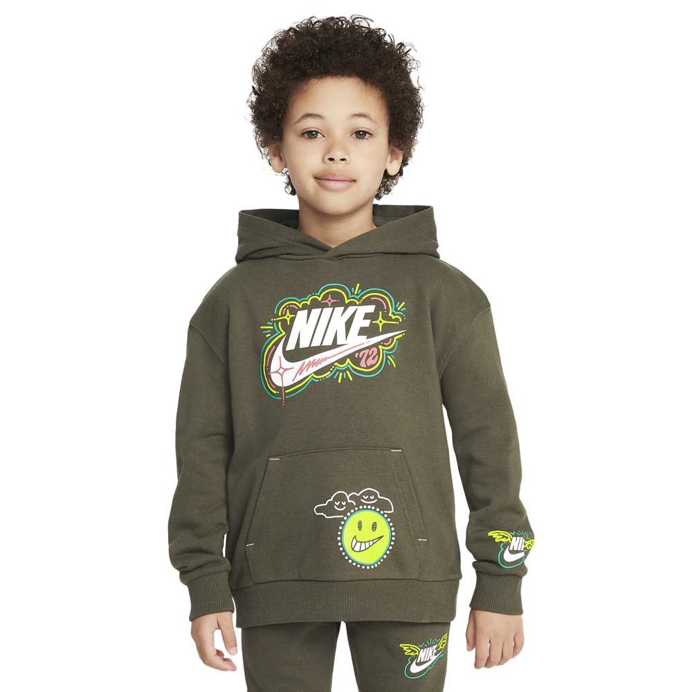 nike kids pull-over hoodie vert 5-6 years
