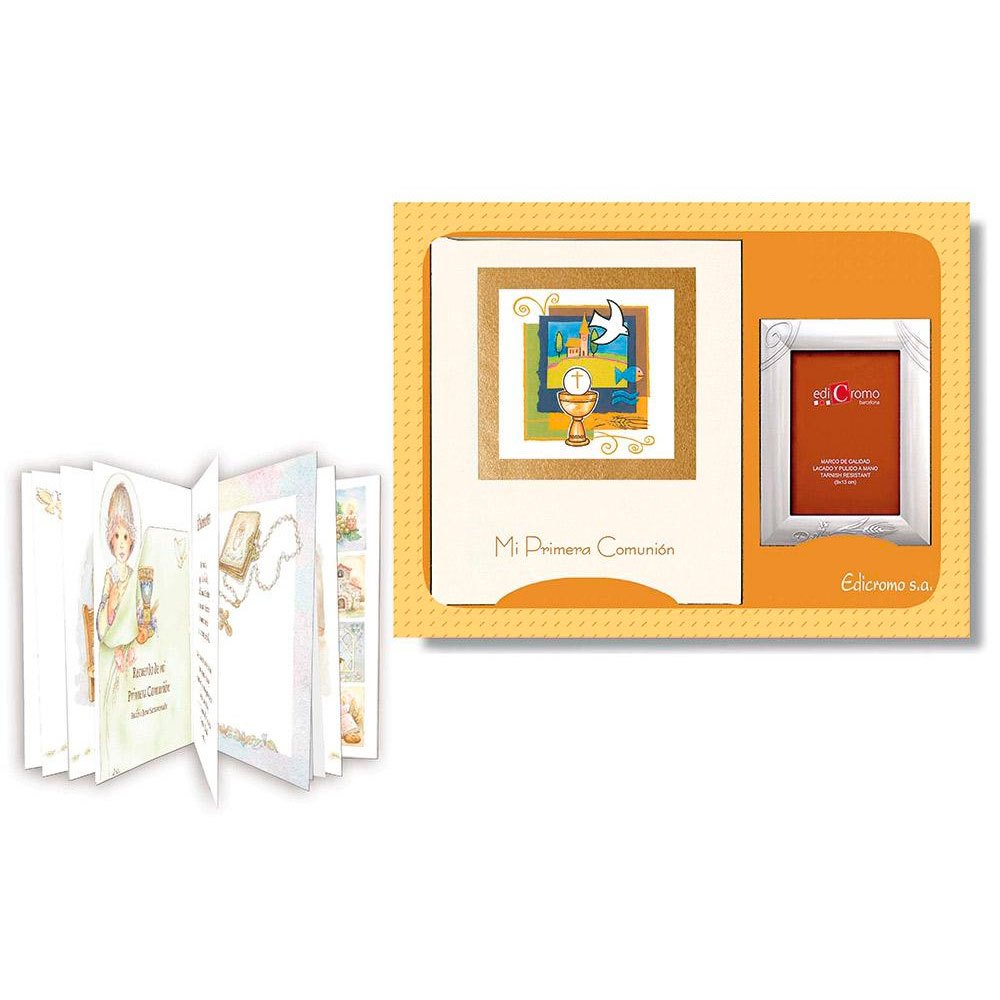 generico set communion book + photo frame 46x37 cm doré