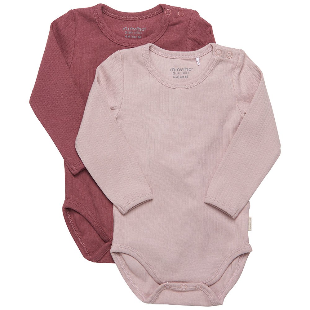 minymo 2 pack long sleeve body rose 0 months
