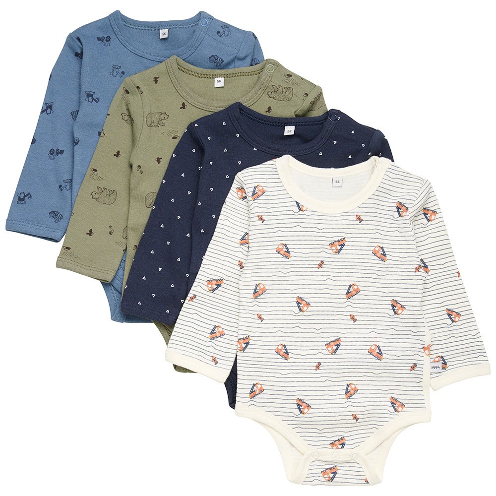 pippi ao-printed 4 pack long sleeve body multicolore 12 months