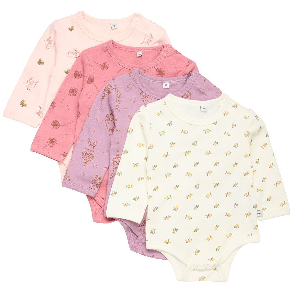 pippi ao-printed 4 pack long sleeve body rose 6 months
