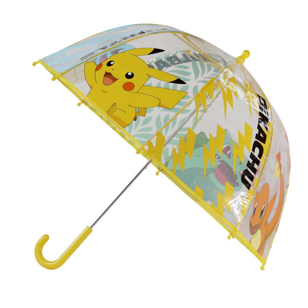 pokemon children 48 cm transparent bubble manual umbrella jaune