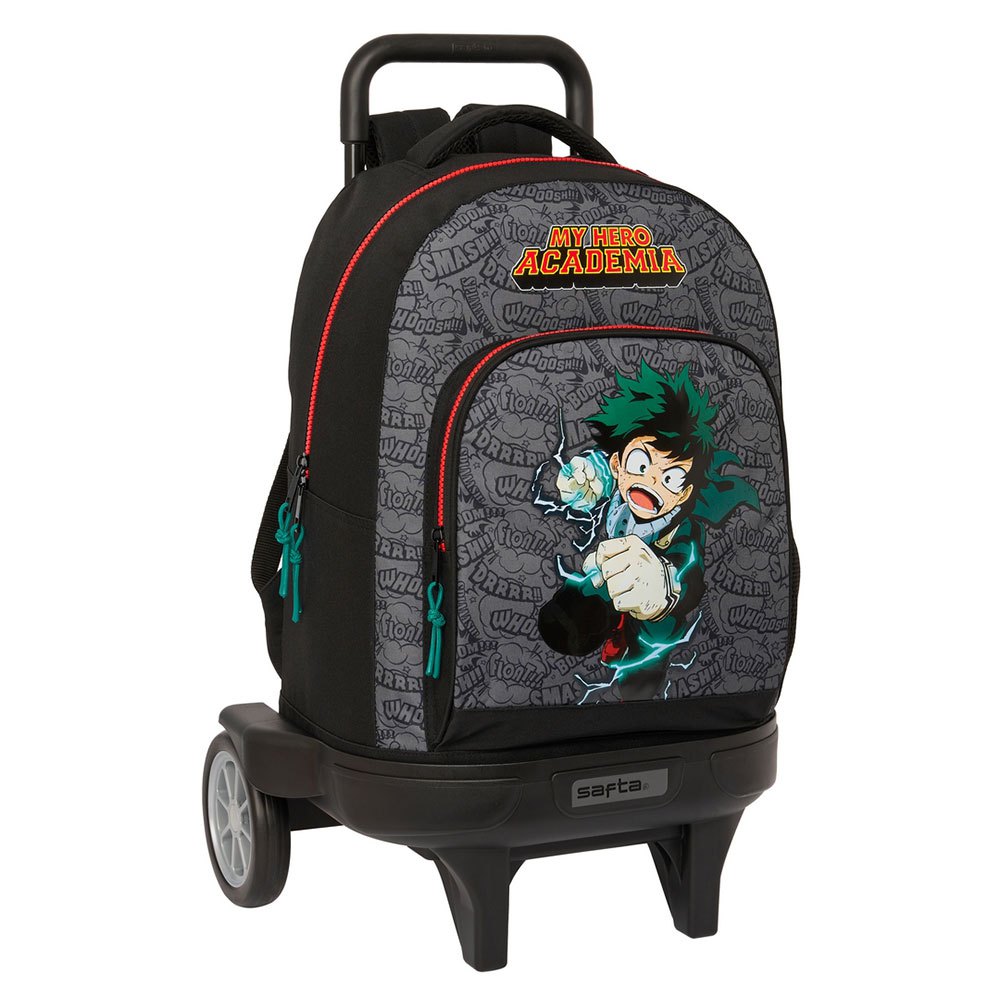 safta compact with evolutionary wheels trolley my hero academia backpack gris
