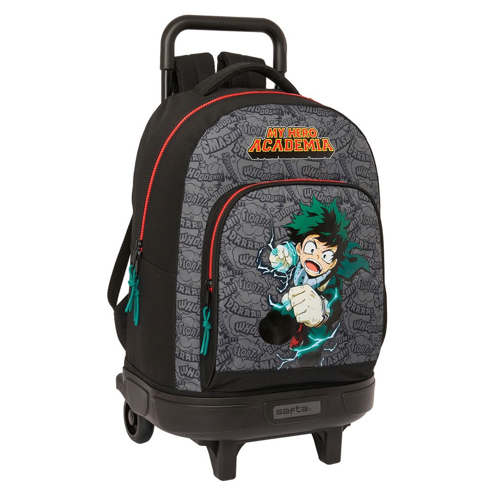 safta compact with trolley wheels my hero academia backpack gris