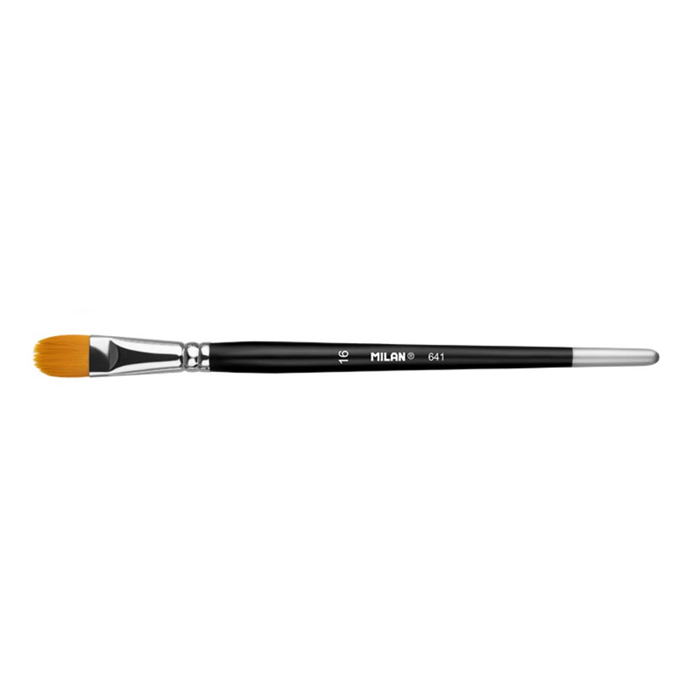 milan polybag 3 premium synthetic cats tongue paintbrushes with short handle series 641 nº 16