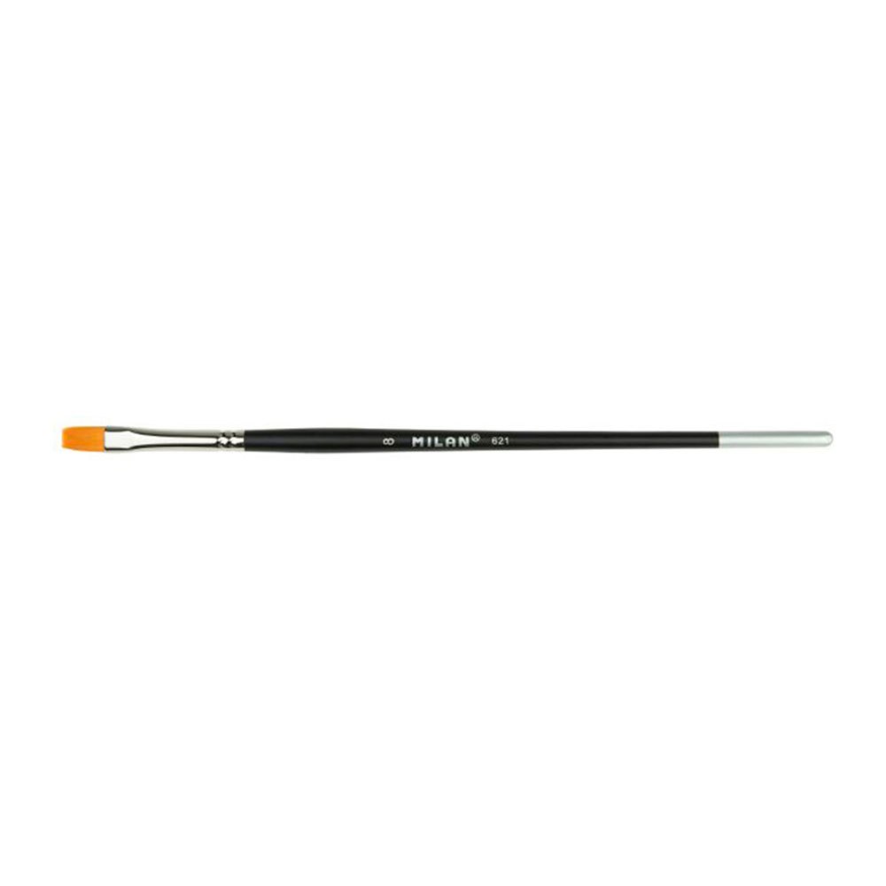 milan polybag 6 premium synthetic flat paintbrushes with short handle series 621 nº 12