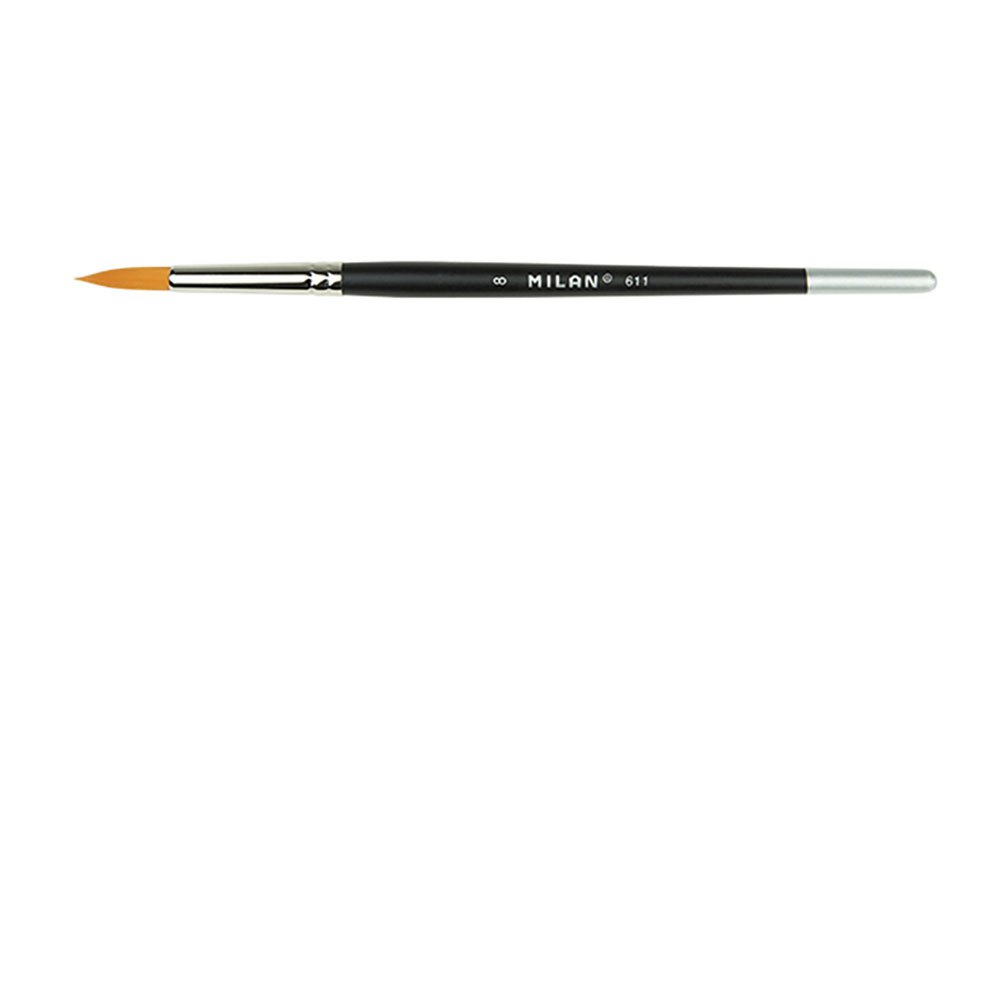 milan polybag 6 premium synthetic round paintbrushes with short handle series 611 nº 10 noir