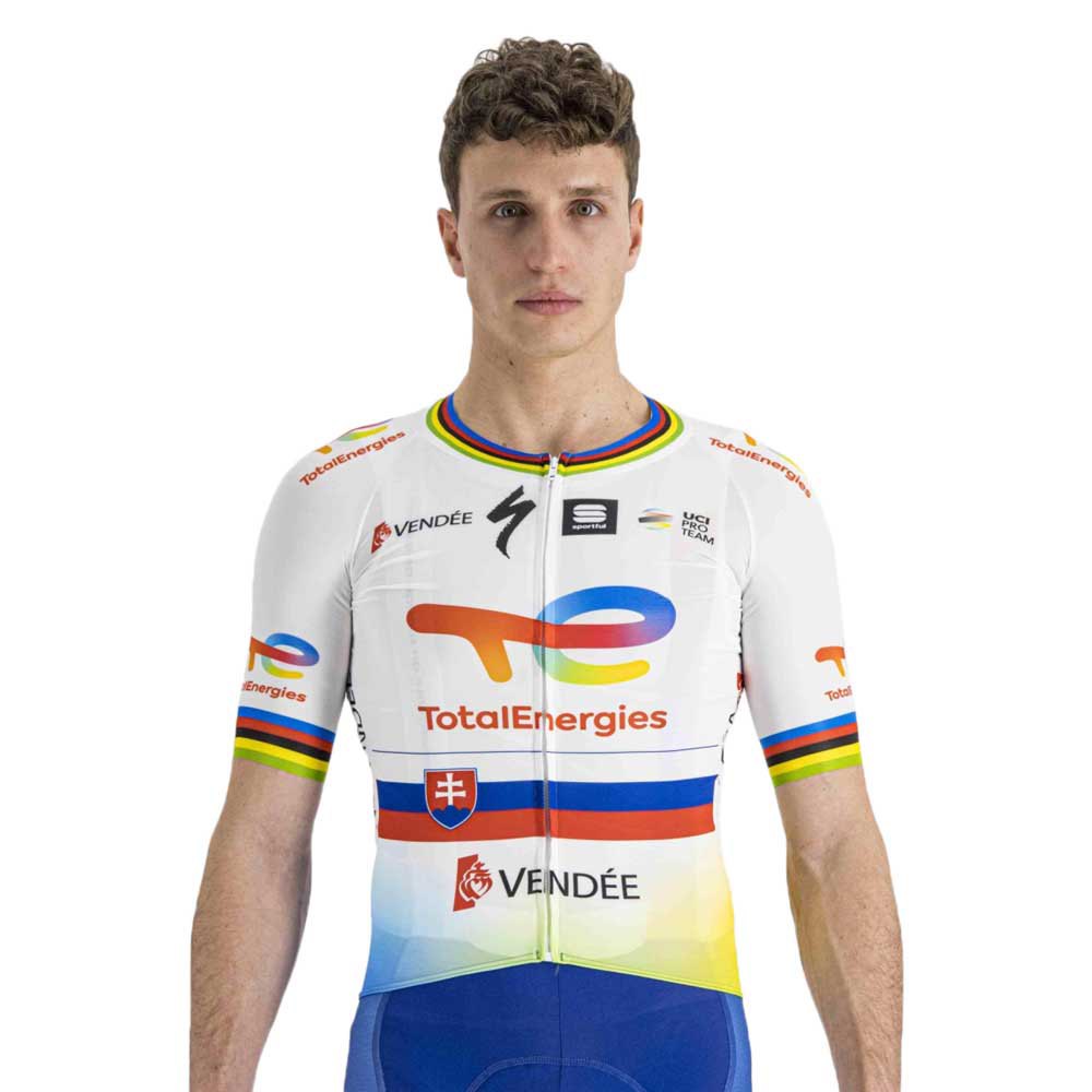 sportful total energies bomber short sleeve jersey blanc m homme
