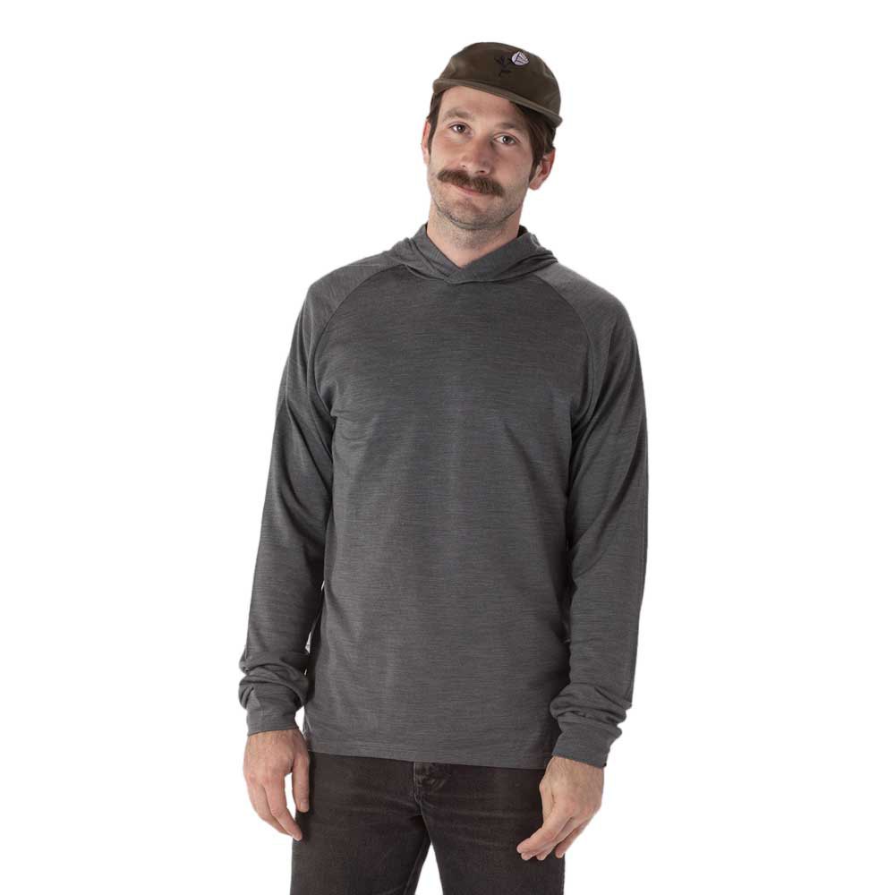 chrome merino hoodie long sleeve t-shirt gris xs homme