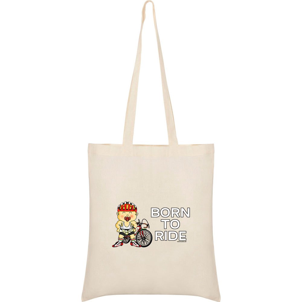 kruskis born to ride tote bag beige