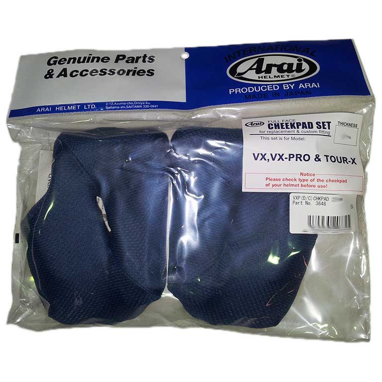 arai vx-pro/tx dry cool cheek pads 35 mm bleu
