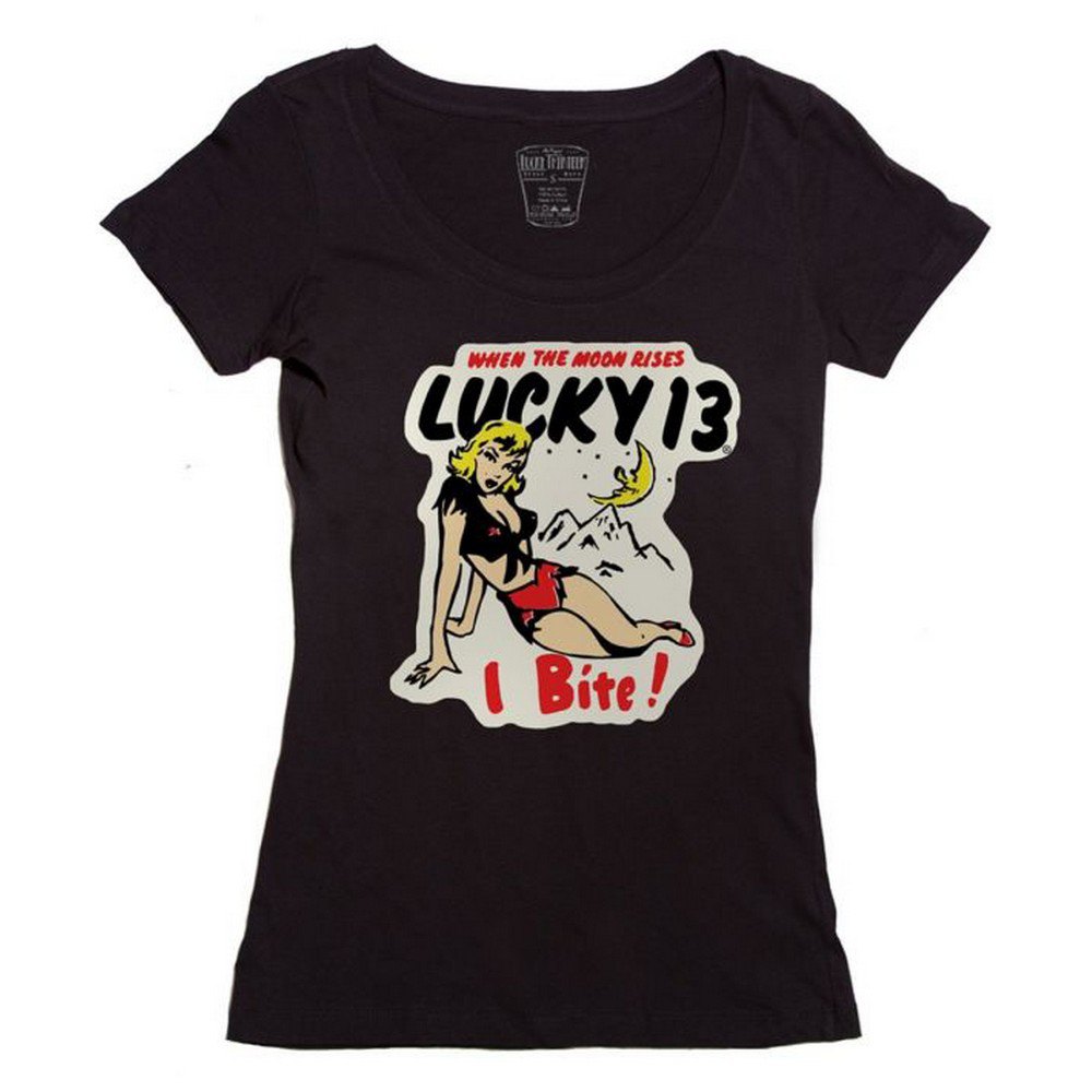 lucky 13 i bite scoop short sleeve t-shirt noir s femme