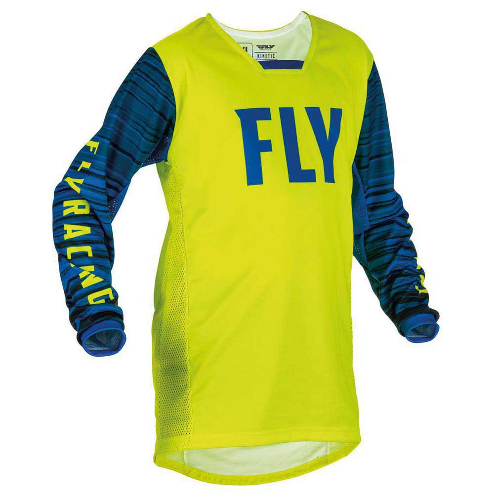 fly racing kinetic wave long sleeve t-shirt jaune,bleu xl garçon
