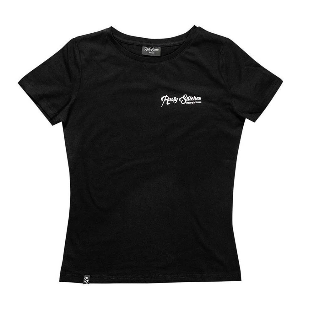 rusty stitches classic logo lady short sleeve t-shirt noir xs femme