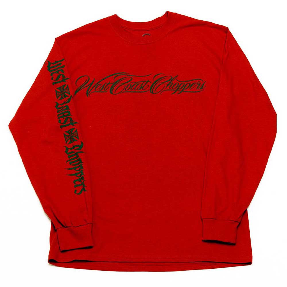 west coast choppers uninvited outlaws long sleeve t-shirt rouge s homme