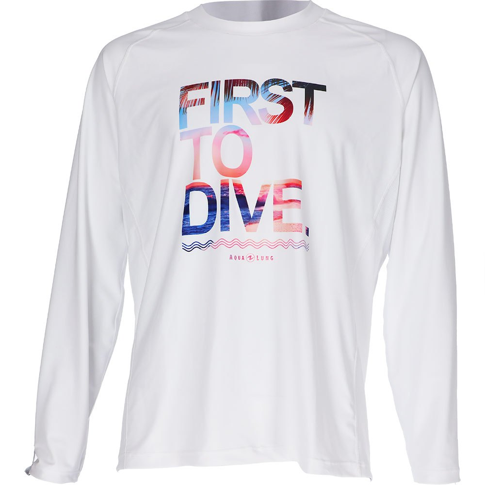 aqualung first to dive long sleeve t-shirt blanc s homme