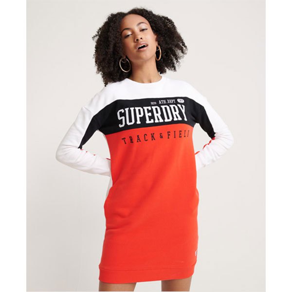 superdry panel sleeve short dress orange,bleu 2xs femme