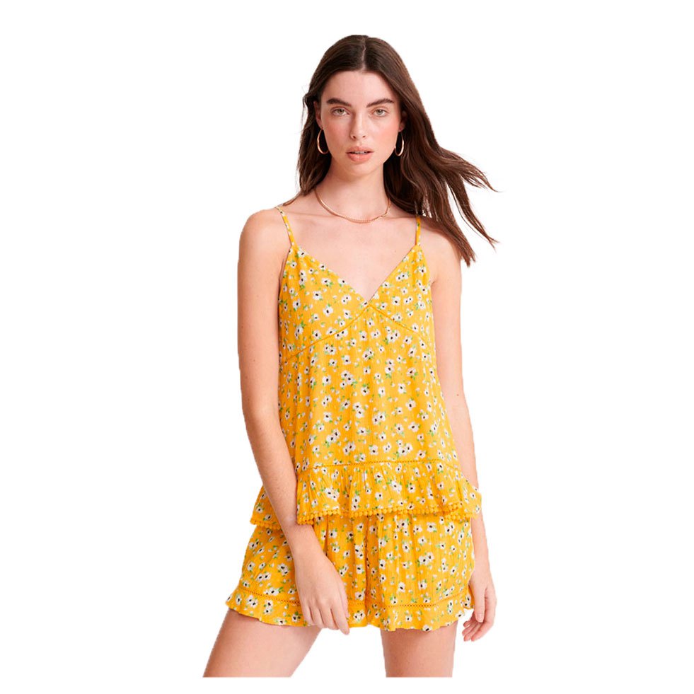 superdry summer lace cami shirt jaune 2xs femme