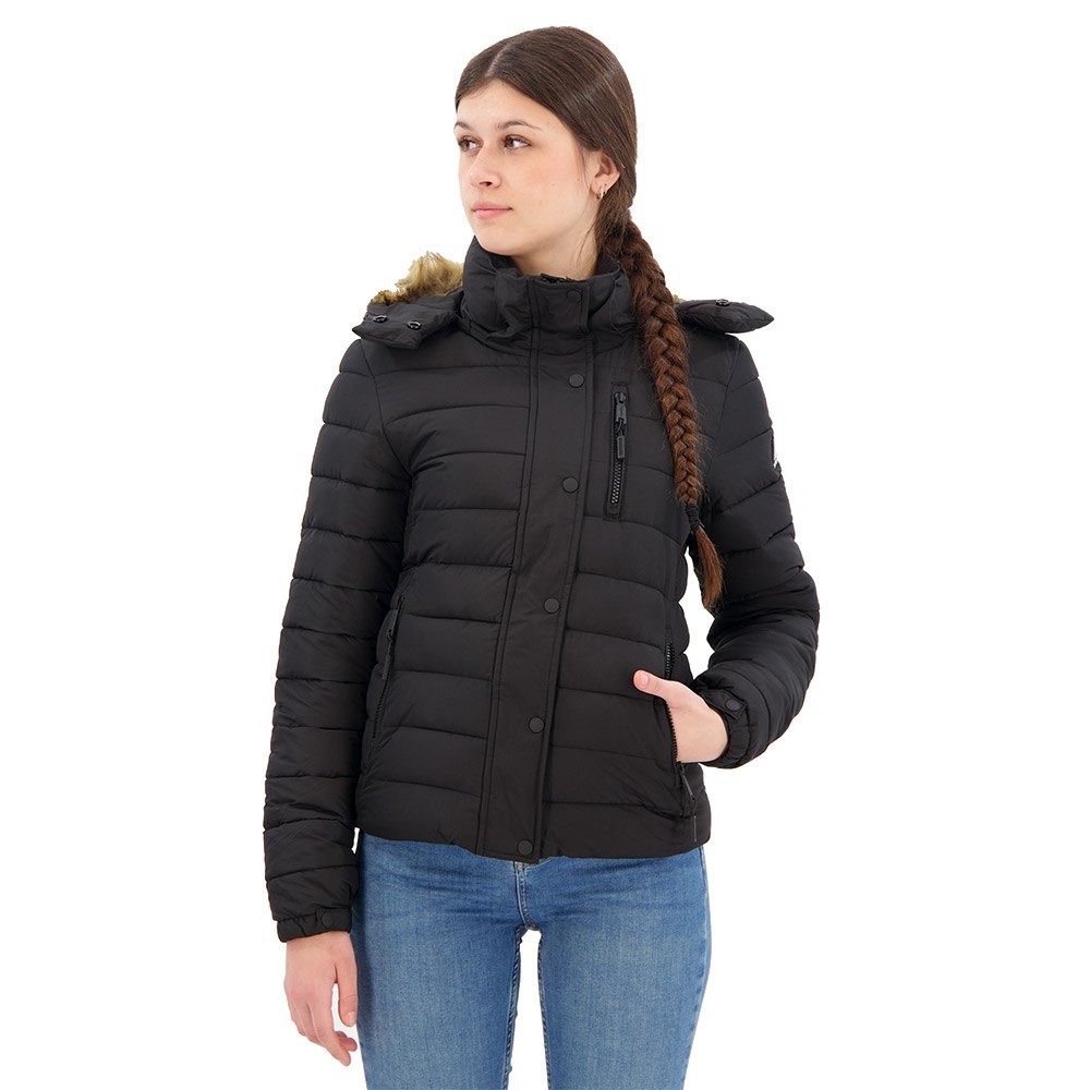 superdry classic faux fur fuji jacket noir s femme