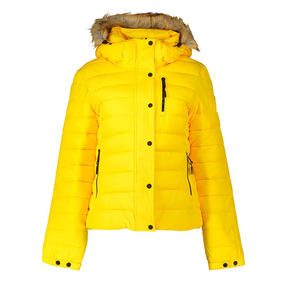 superdry classic faux fur fuji jacket jaune s femme