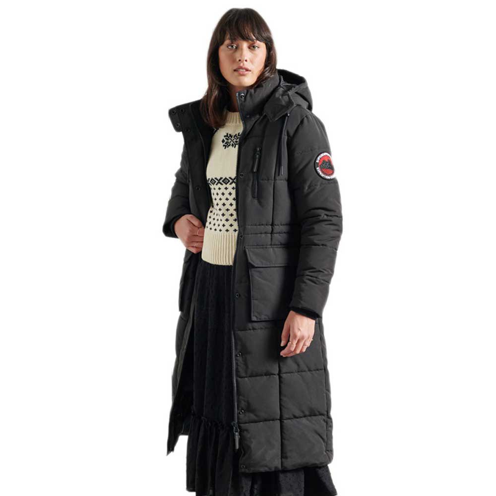 superdry longline everest jacket noir xs femme