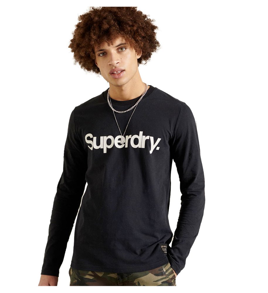 superdry military graphic top long sleeve t-shirt noir s homme