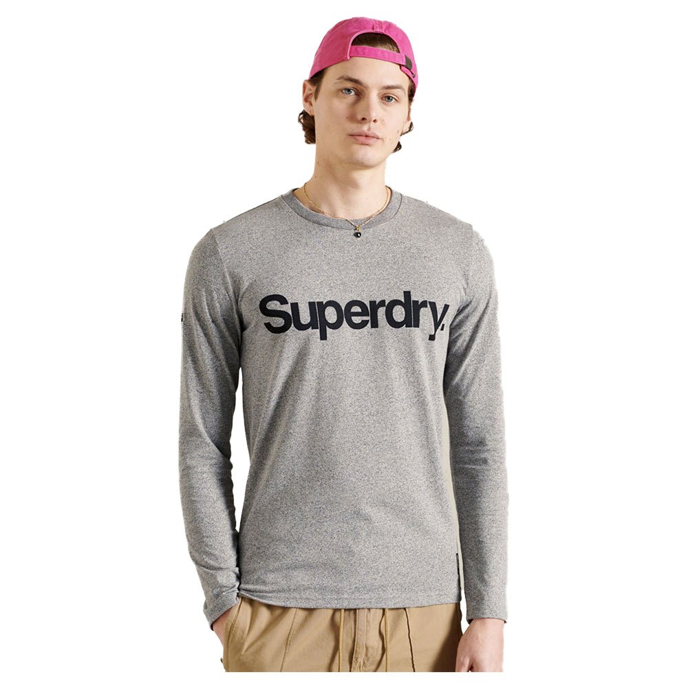 superdry military graphic top long sleeve t-shirt gris s homme