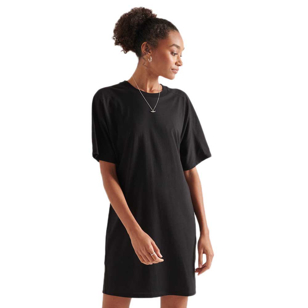superdry cotton modal short dress noir xs femme