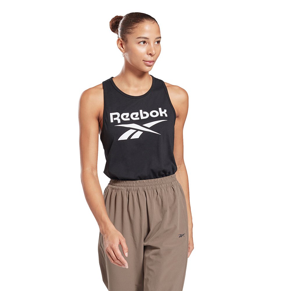 reebok identity big logo sleeveless t-shirt noir s femme