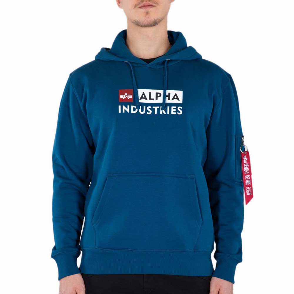 alpha industries block-logo sweater bleu m homme