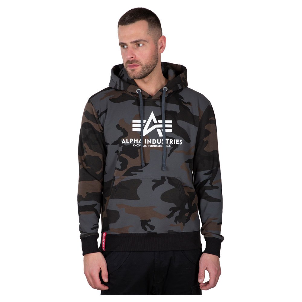 alpha industries basic camo hoodie gris s homme