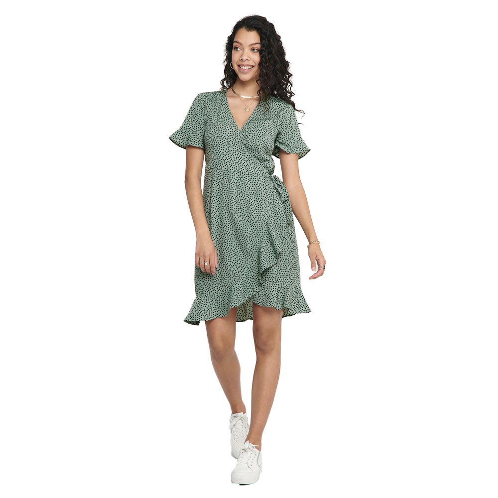 only olivia wrap short dress vert 34 femme