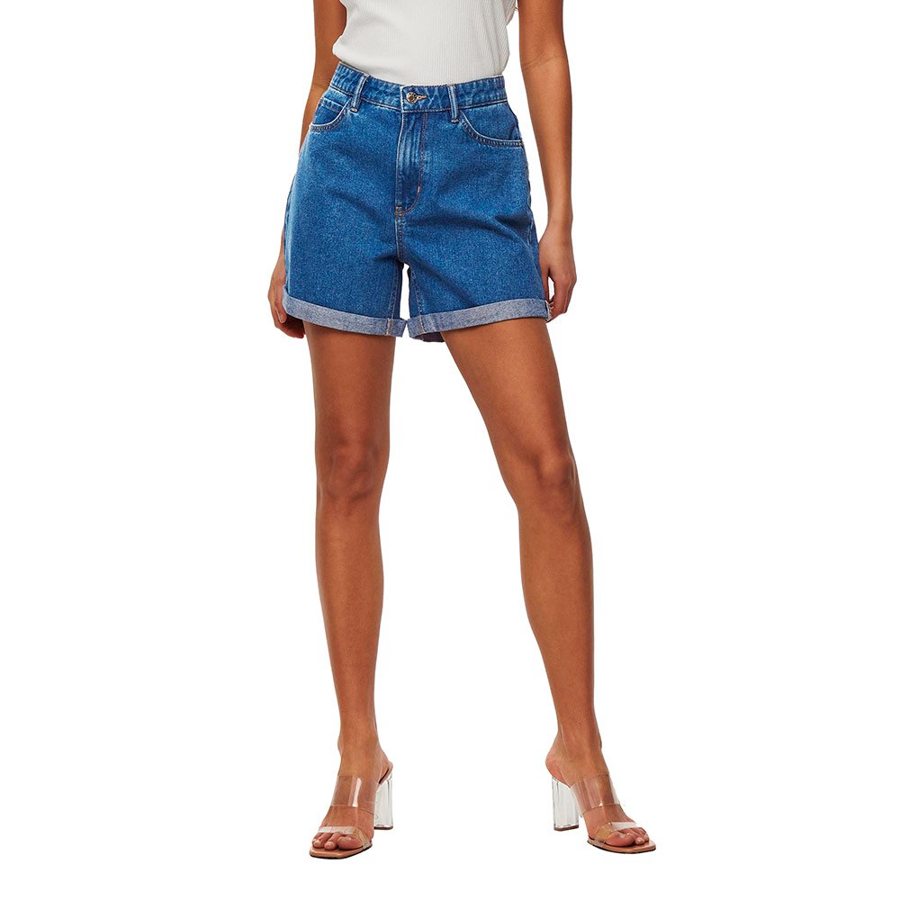 only vega life high waist mom denim shorts bleu xl femme
