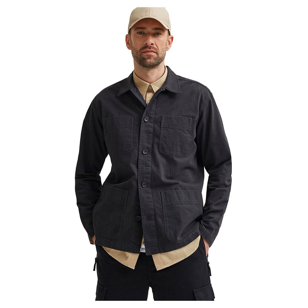 selected long sleeve loose tony overshirt noir 2xl homme