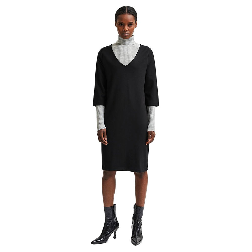 selected caro tunni 3/4 sleeve short dress noir l femme