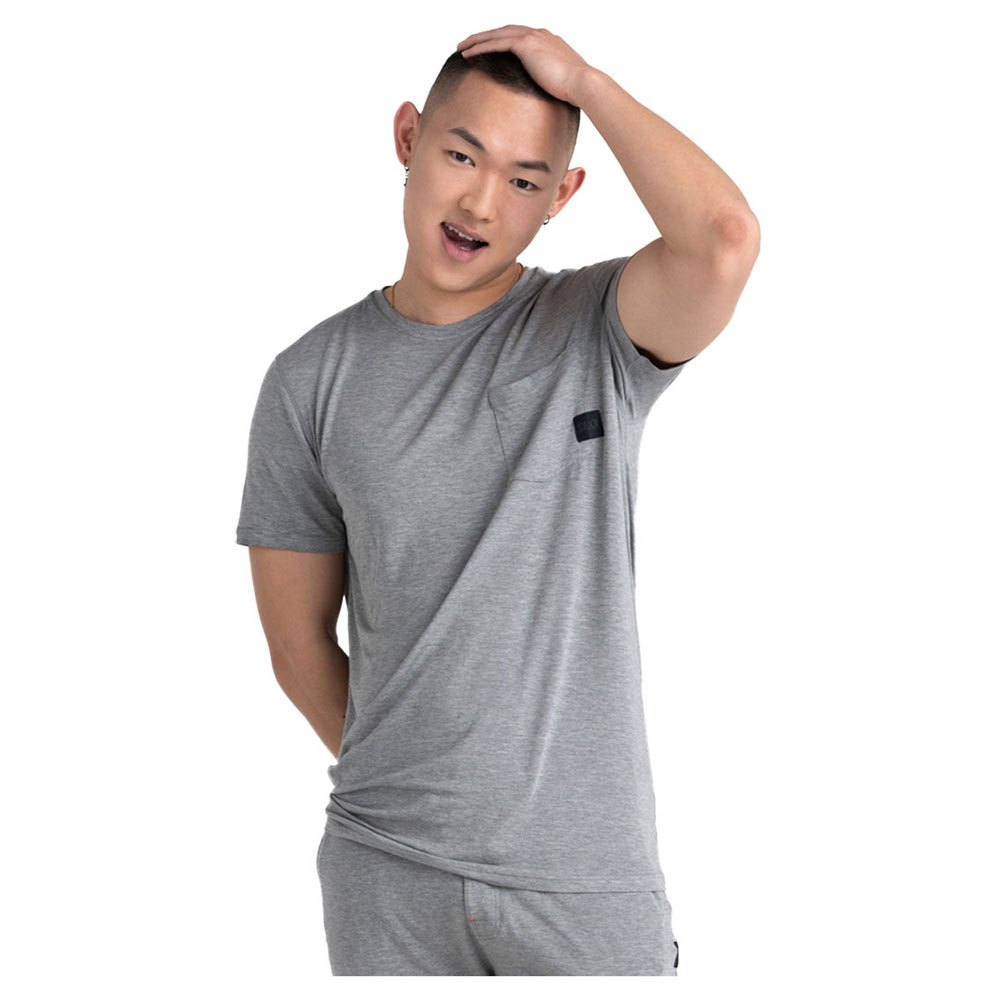 saxx underwear sleepwalker pocket short sleeve t-shirt pyjama gris m homme