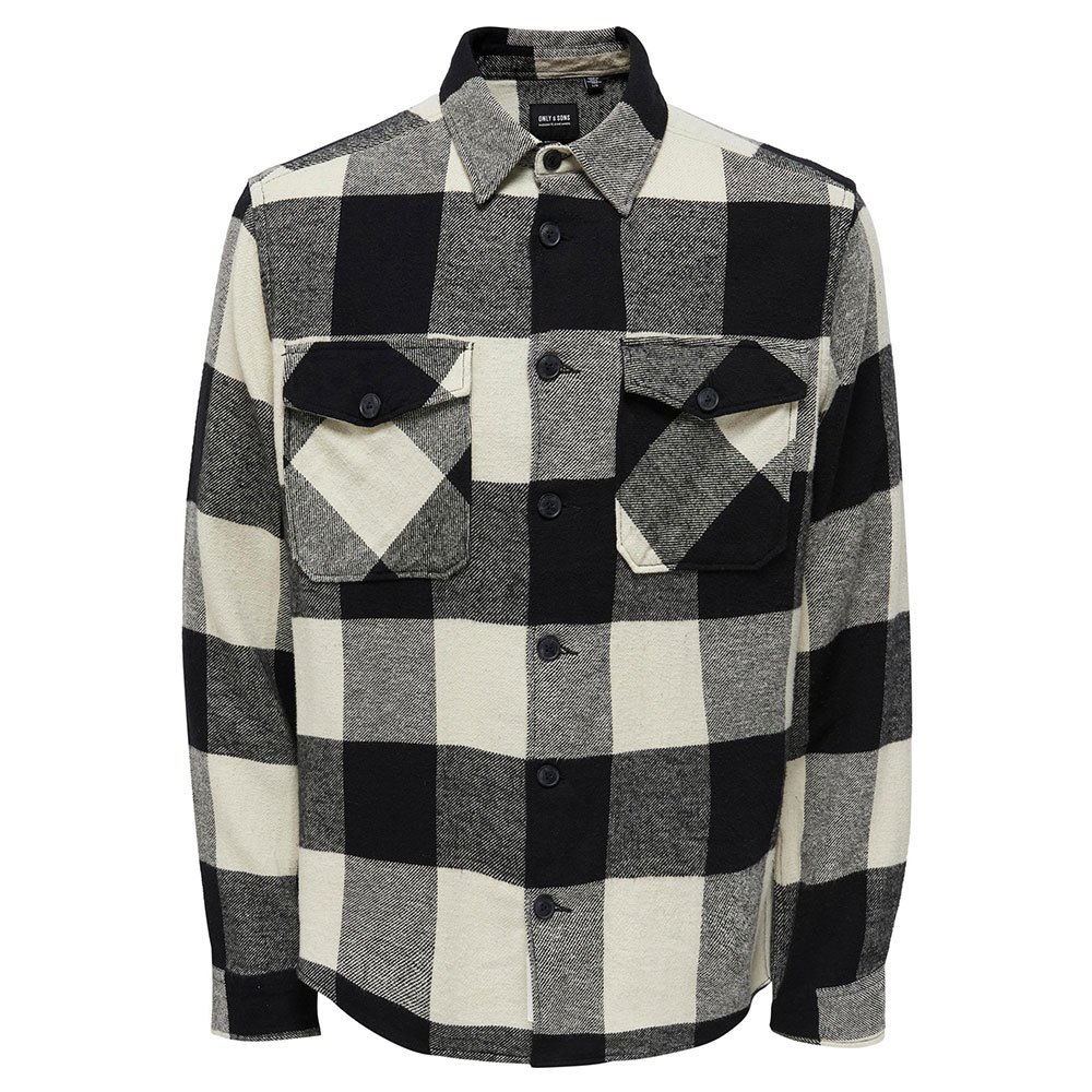 only & sons milo life check long sleeve shirt noir l homme