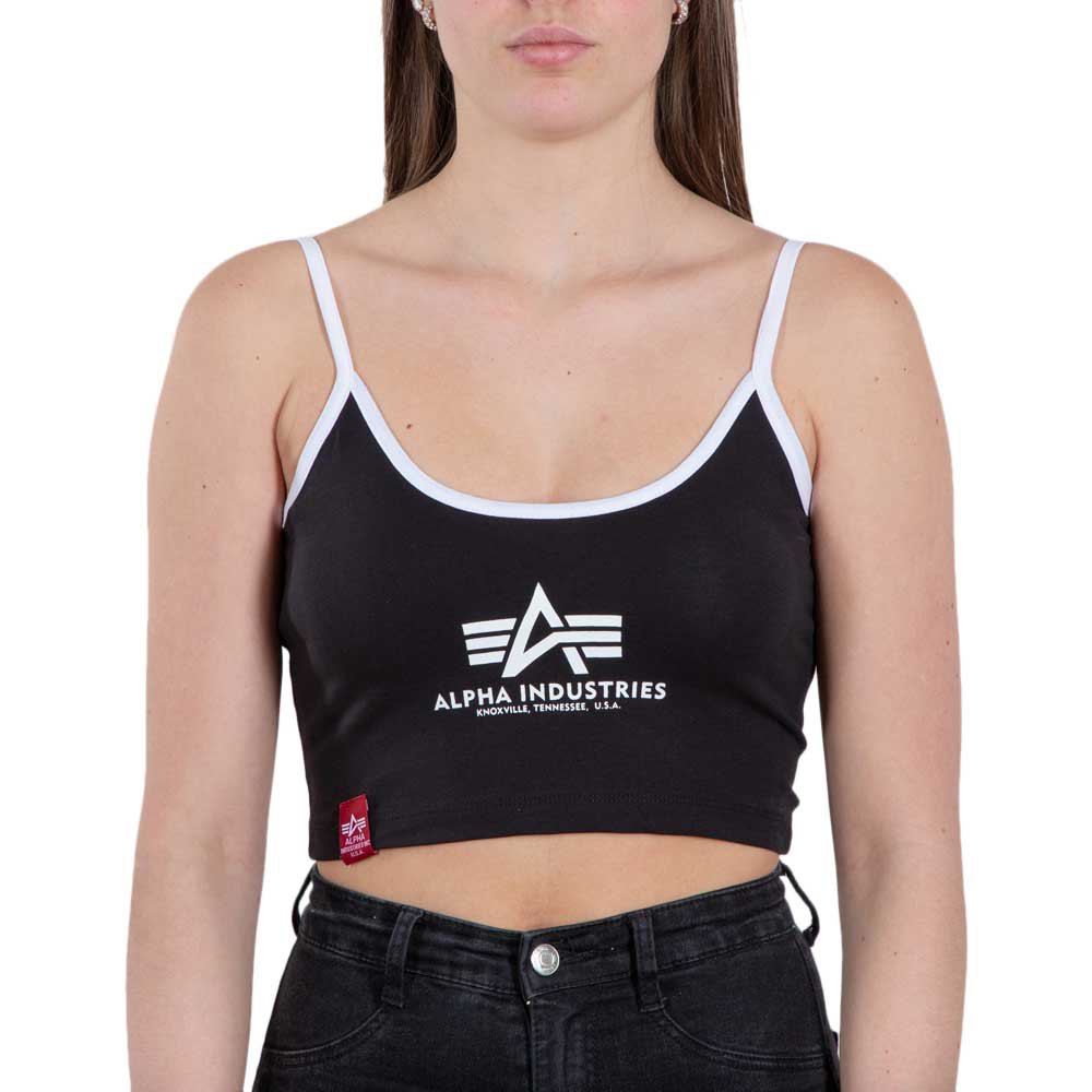 alpha industries basic ml cropped sleeveless t-shirt noir xs femme