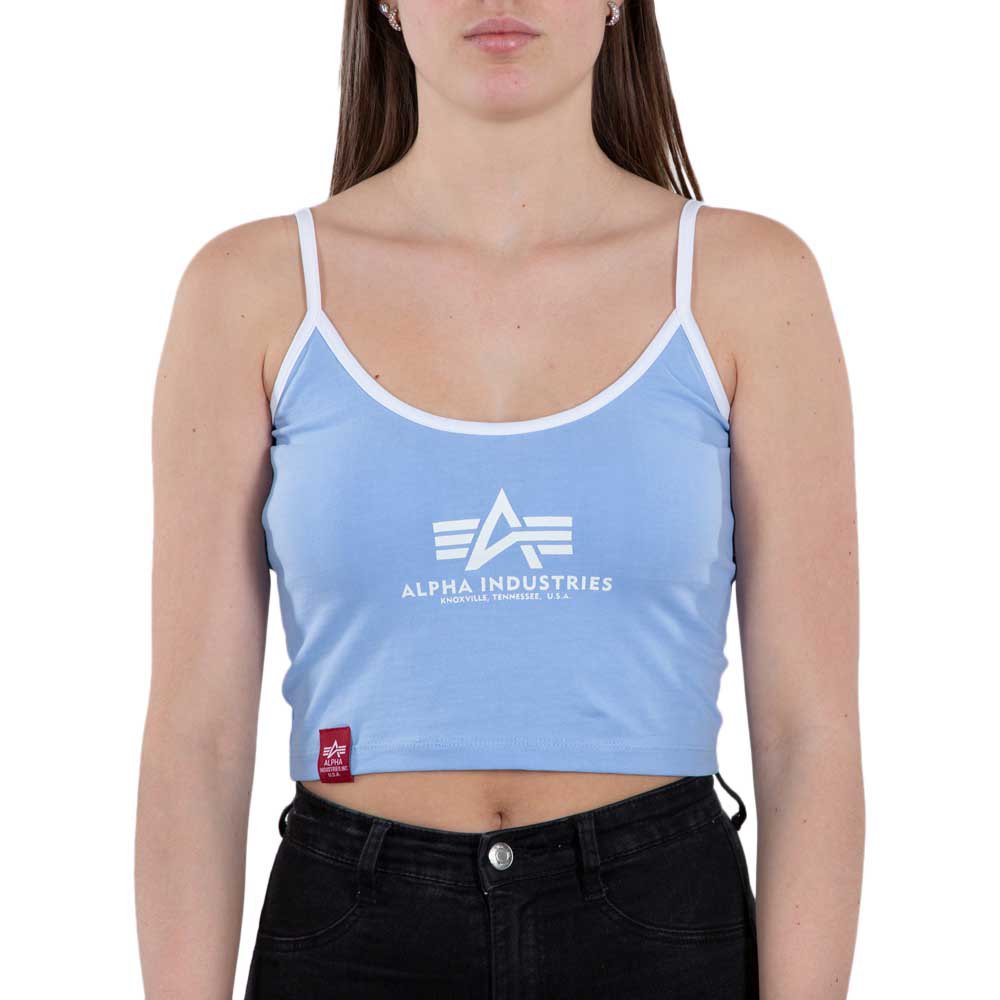 alpha industries basic ml cropped sleeveless t-shirt bleu xs femme