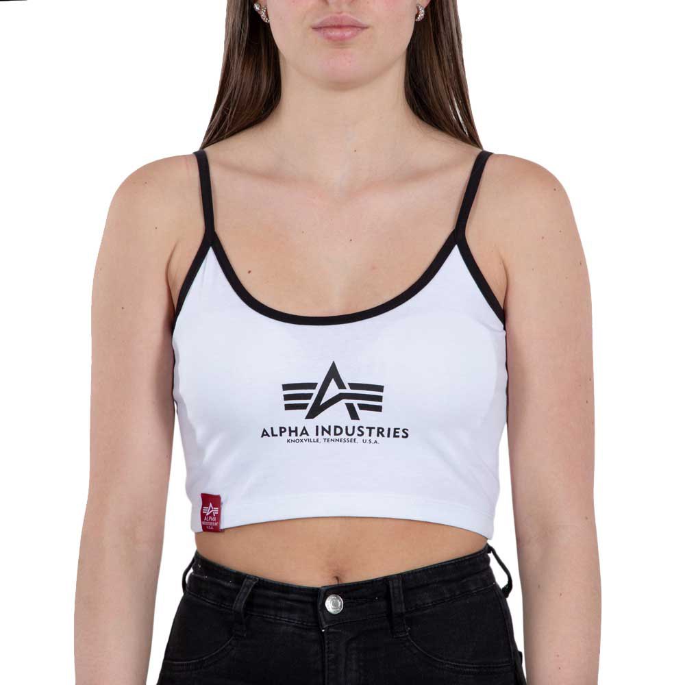 alpha industries basic ml cropped sleeveless t-shirt blanc xs femme